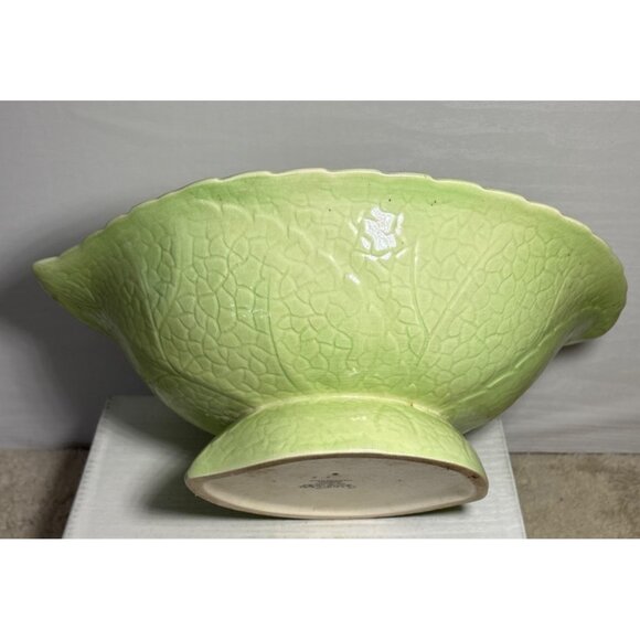 CarltonWare Bowl Handpainted Green Cabbage Flower Leaf 11" Australian Vintage - Picture 3 of 9